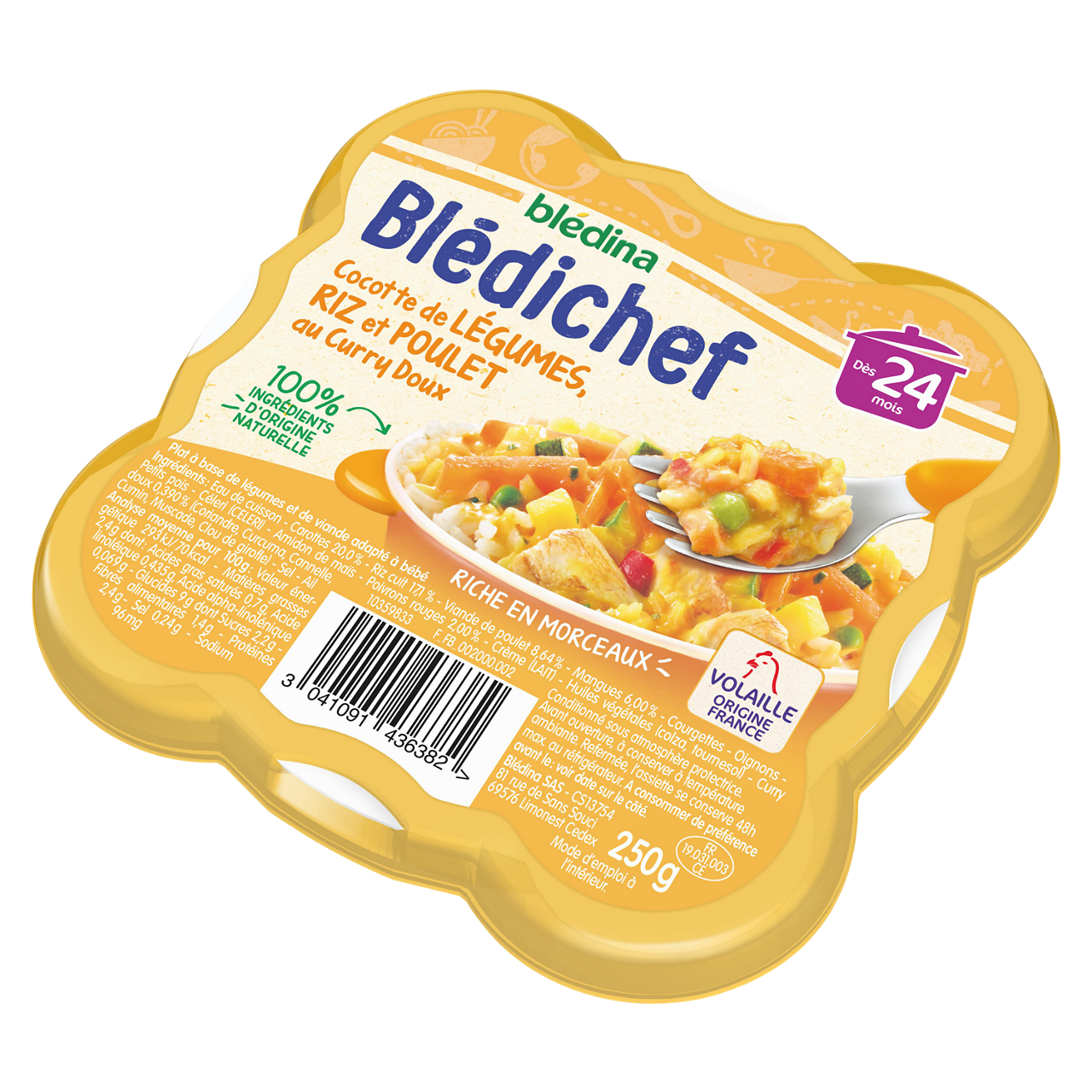 Blédina - Blédichef - Vegetables Rice Chicken Curry - 250 g - 24m+