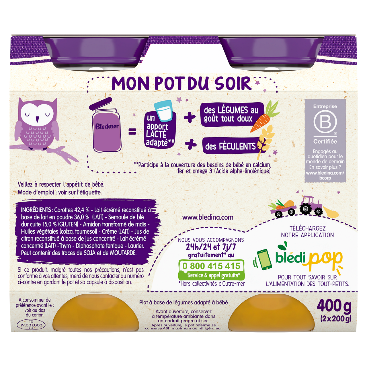 Blédina-Blediner-Carrot Semolina-6m+-400 g