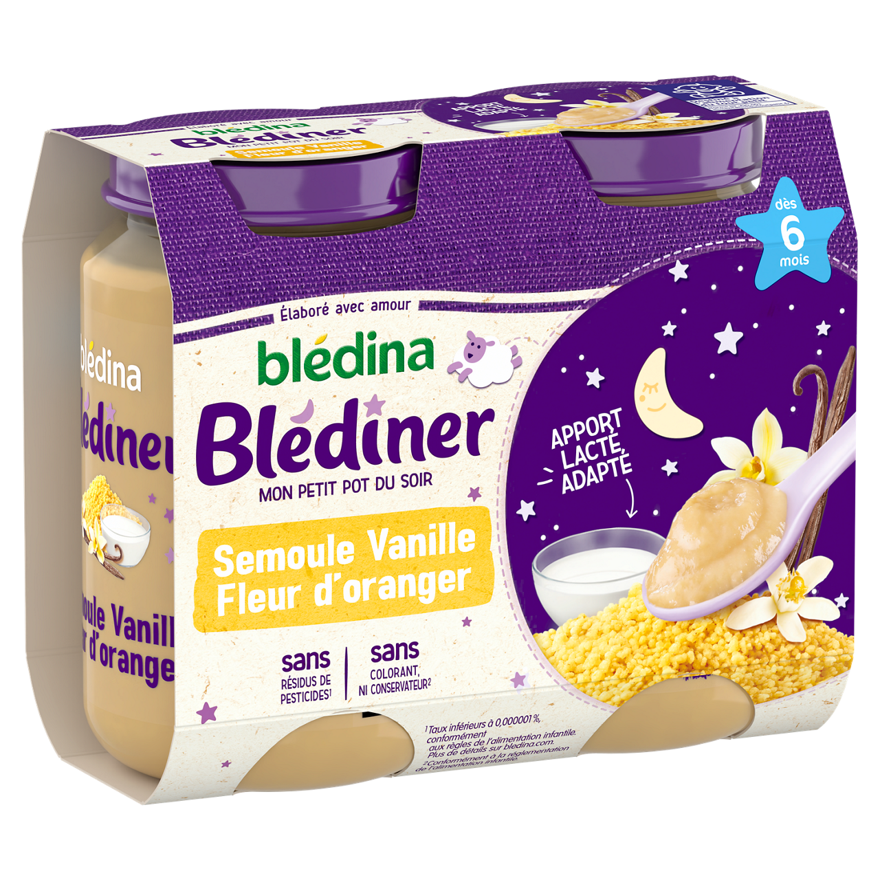 Blédina-Blediner-Semolina Vanilla Orange Blossom-6m+-400 g