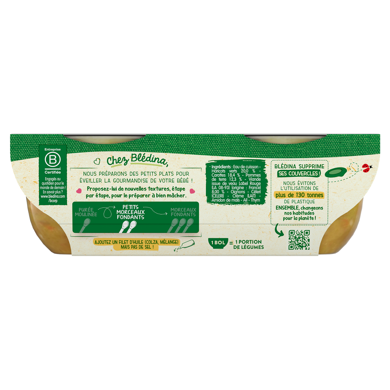 Blédina-Bledina-Grean Bean and Carrot Veal-8m+-400 g