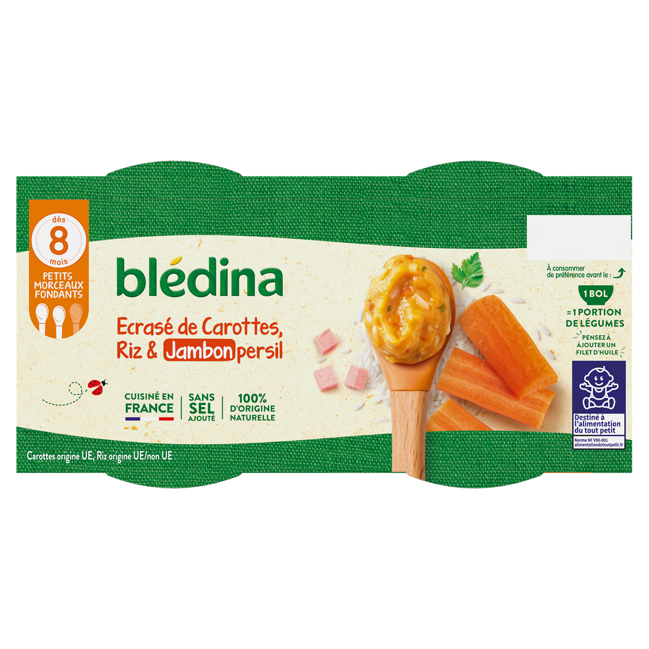 Blédina-Les Idées de Maman-Ham Rice-8m+-400 g