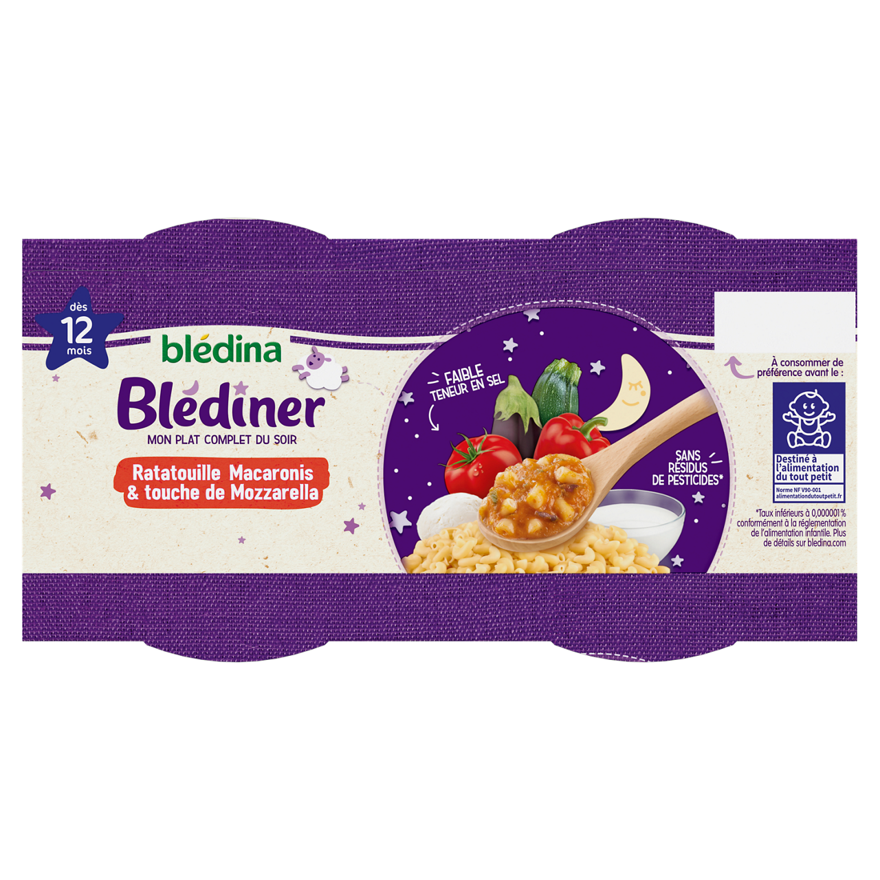 Blédina-Blediner-Ratatouille Macaronni Mozzarella-12m+-400 g