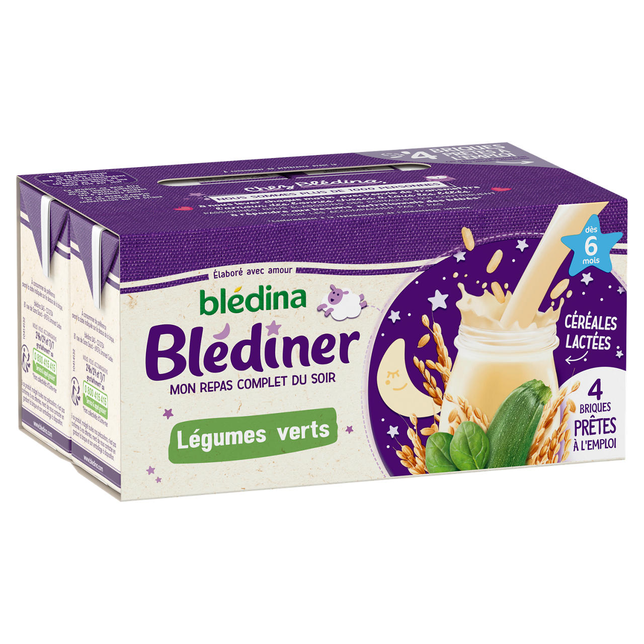 Blédina-Blediner-Green Vegetables-6m+-4 x 250 ml