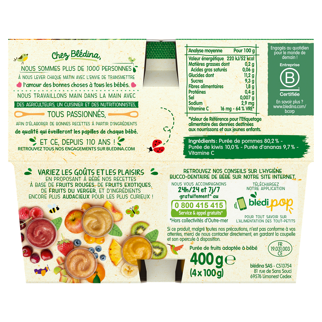 Blédina-Bledina-Apple Pineapple-8m+-400 g