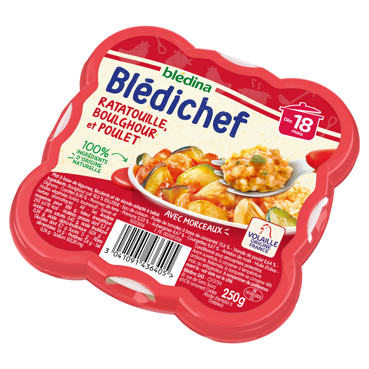 Blédina-Bledichef-Vegetables chicken-18m+-250 g
