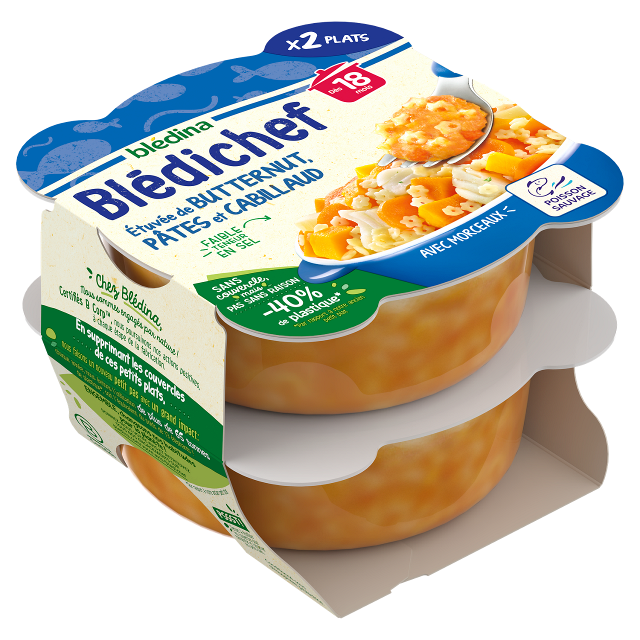 Blédina-Bledichef-Butternut Pasta Cod-18m+-500 g