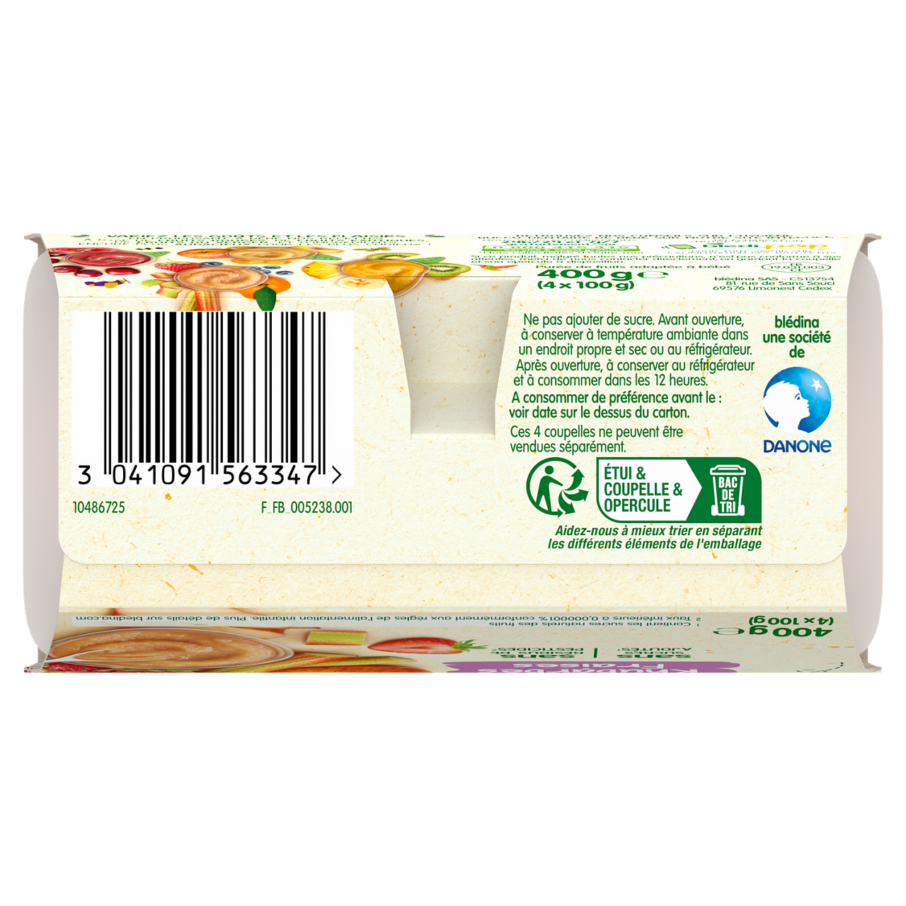 Blédina-Bledina-Apple Rhubarb Strawberry-8m+-400 g