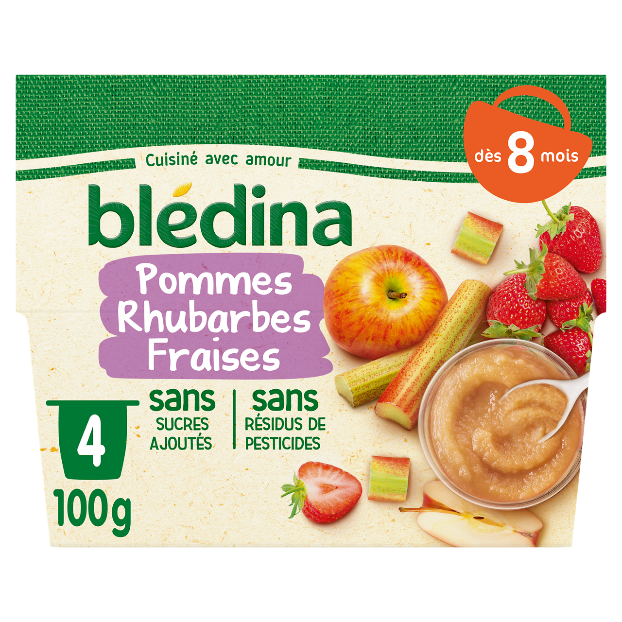 Blédina-Bledina-Apple Rhubarb Strawberry-8m+-400 g