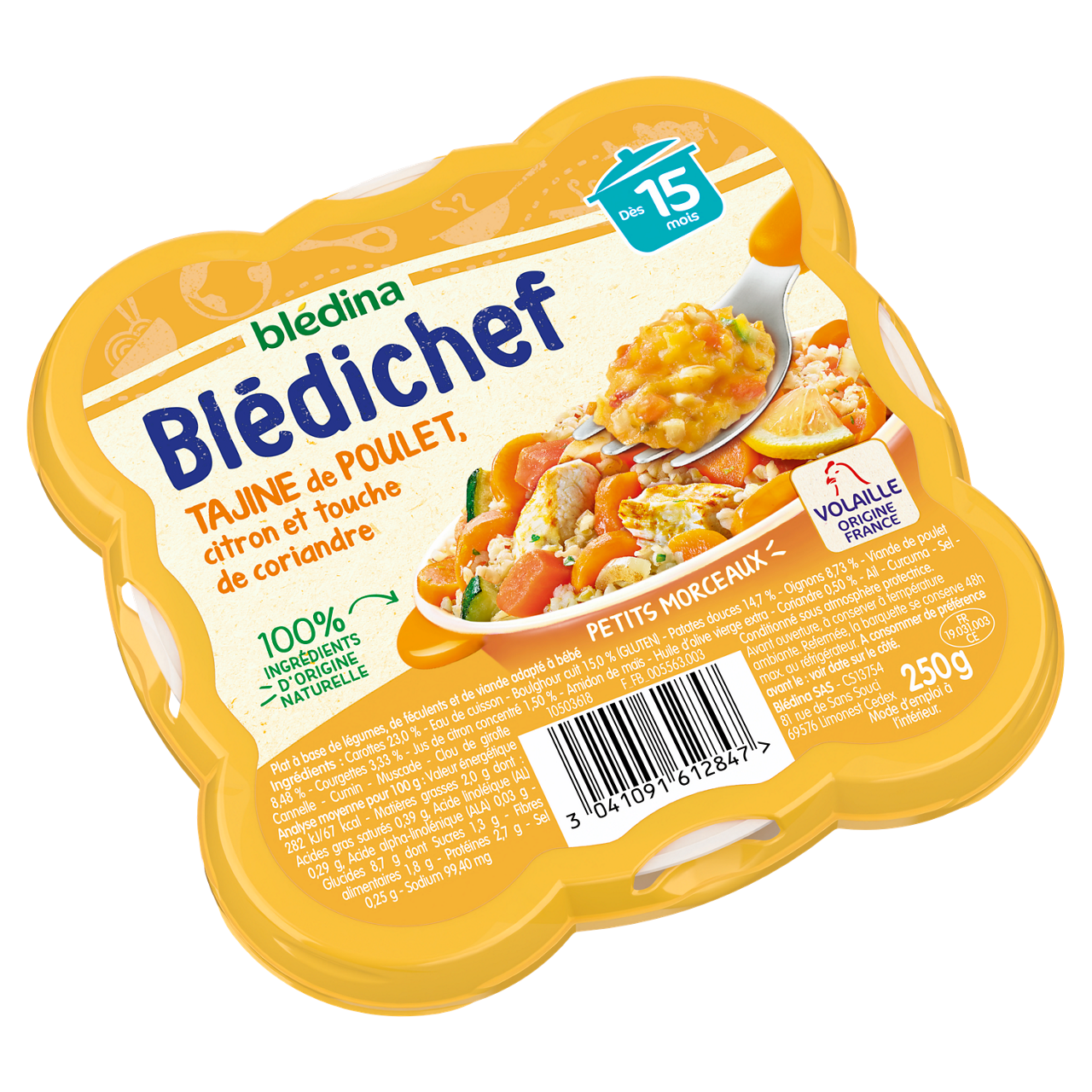 Blédina-Bledichef-Tajine Chicken Lemon Coriander-15m+-250 g