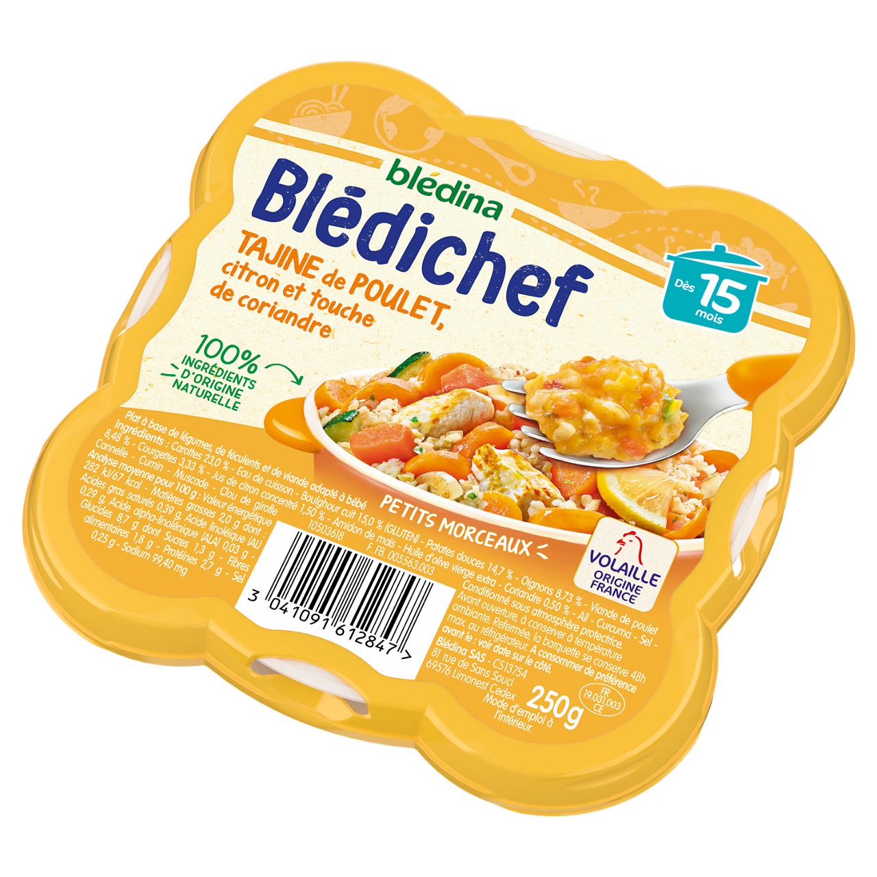 Blédina-Bledichef-Tajine Chicken Lemon Coriander-15m+-250 g