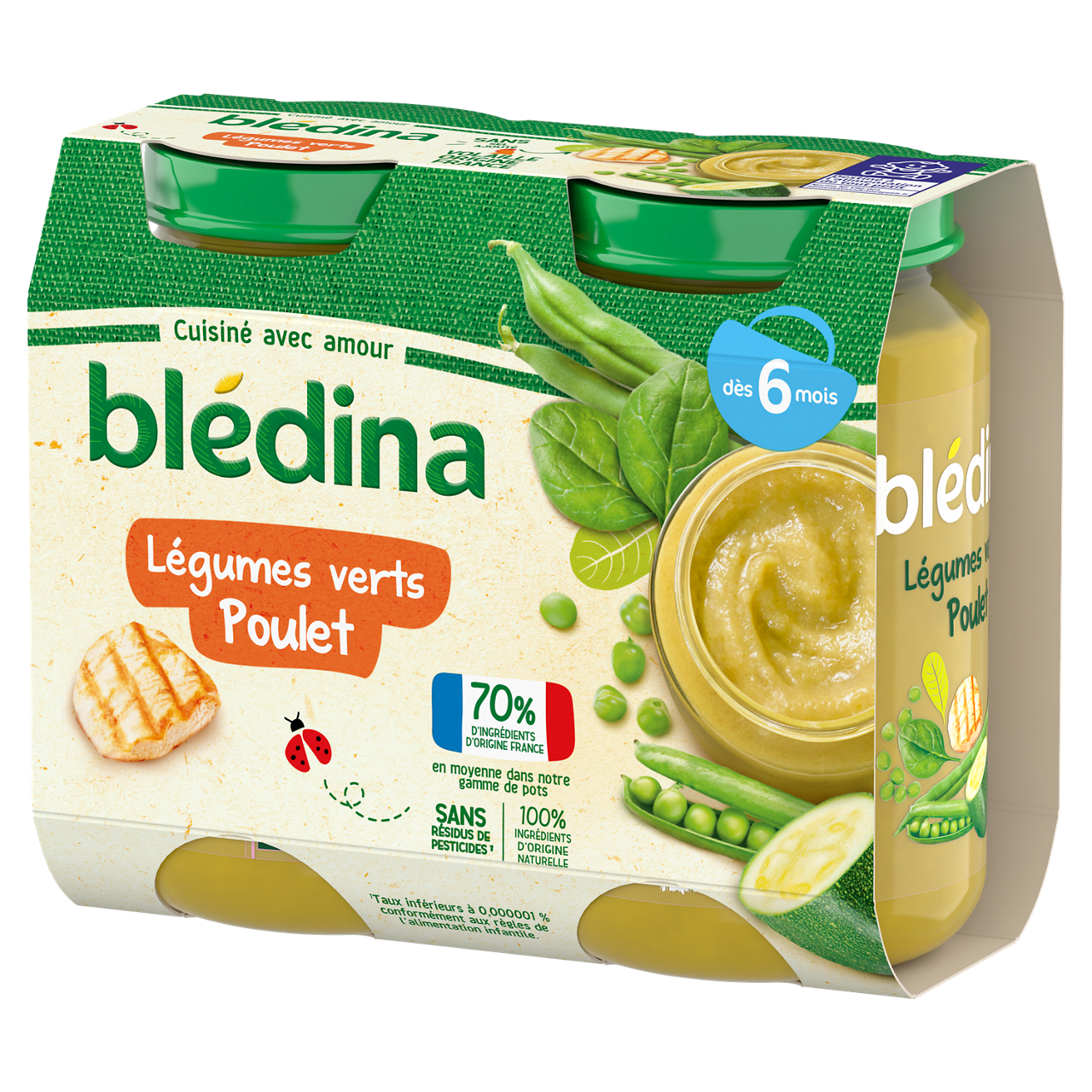 Blédina-Bledina-Green Vegetables Chicken-6m+-2 x 200 g