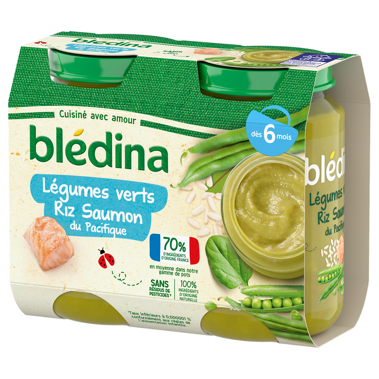Blédina-Bledina-Green Vegetables Rice Salmon-6m+-2 x 200 g