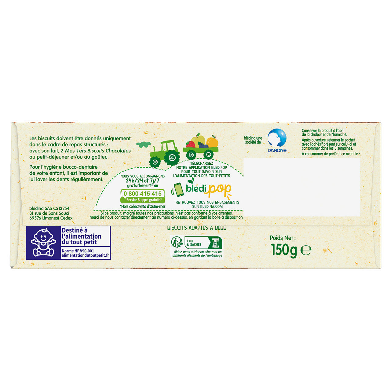 Blédina-Bledina-Biscuit - Cacao-12m+-150 g