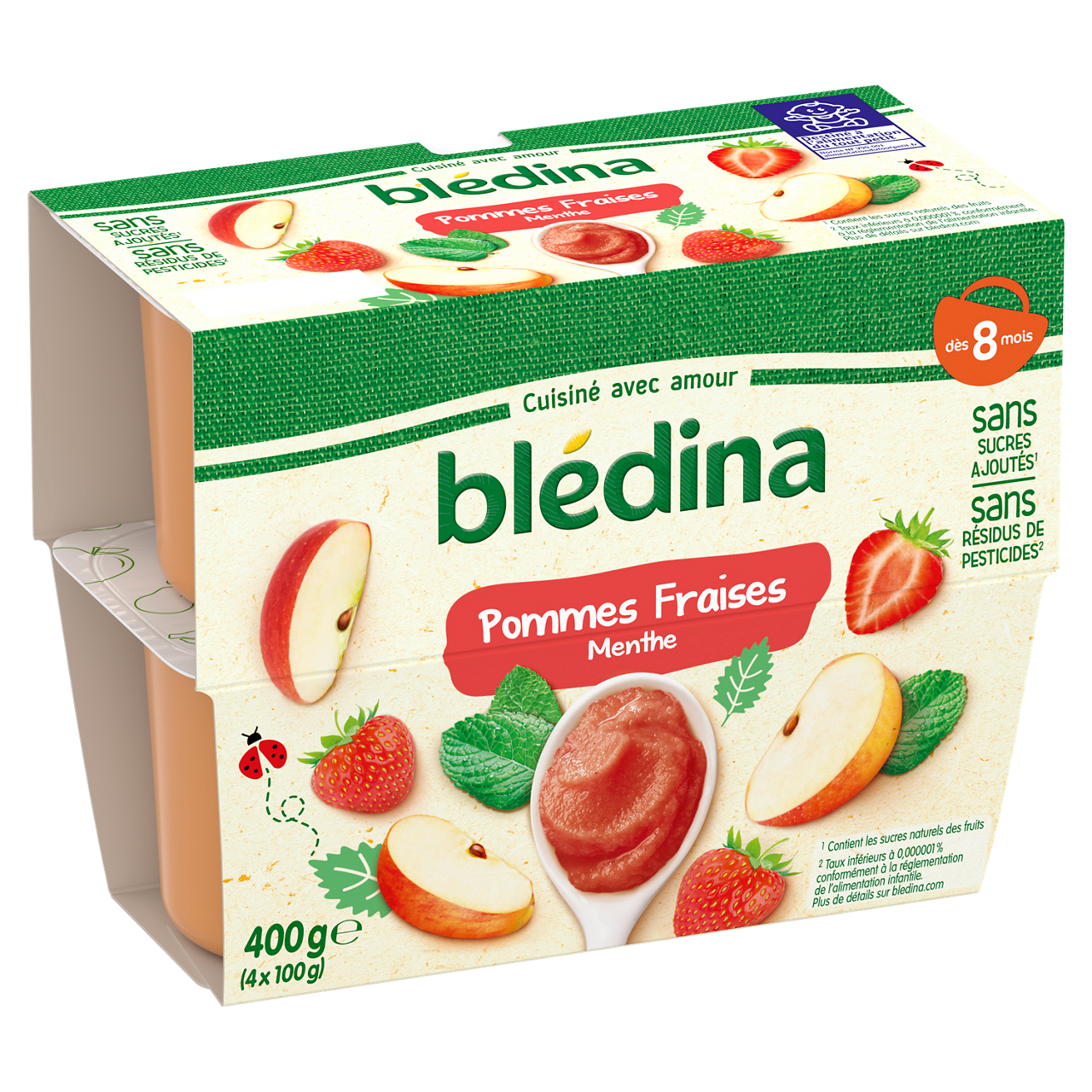 Blédina-Bledina-Apple Strawberry Mint-8m+-400 g
