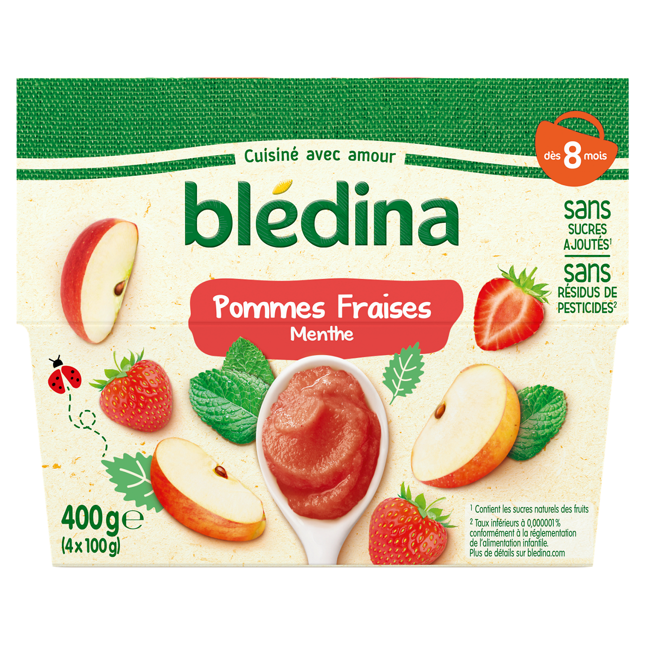 Blédina-Bledina-Apple Strawberry Mint-8m+-400 g