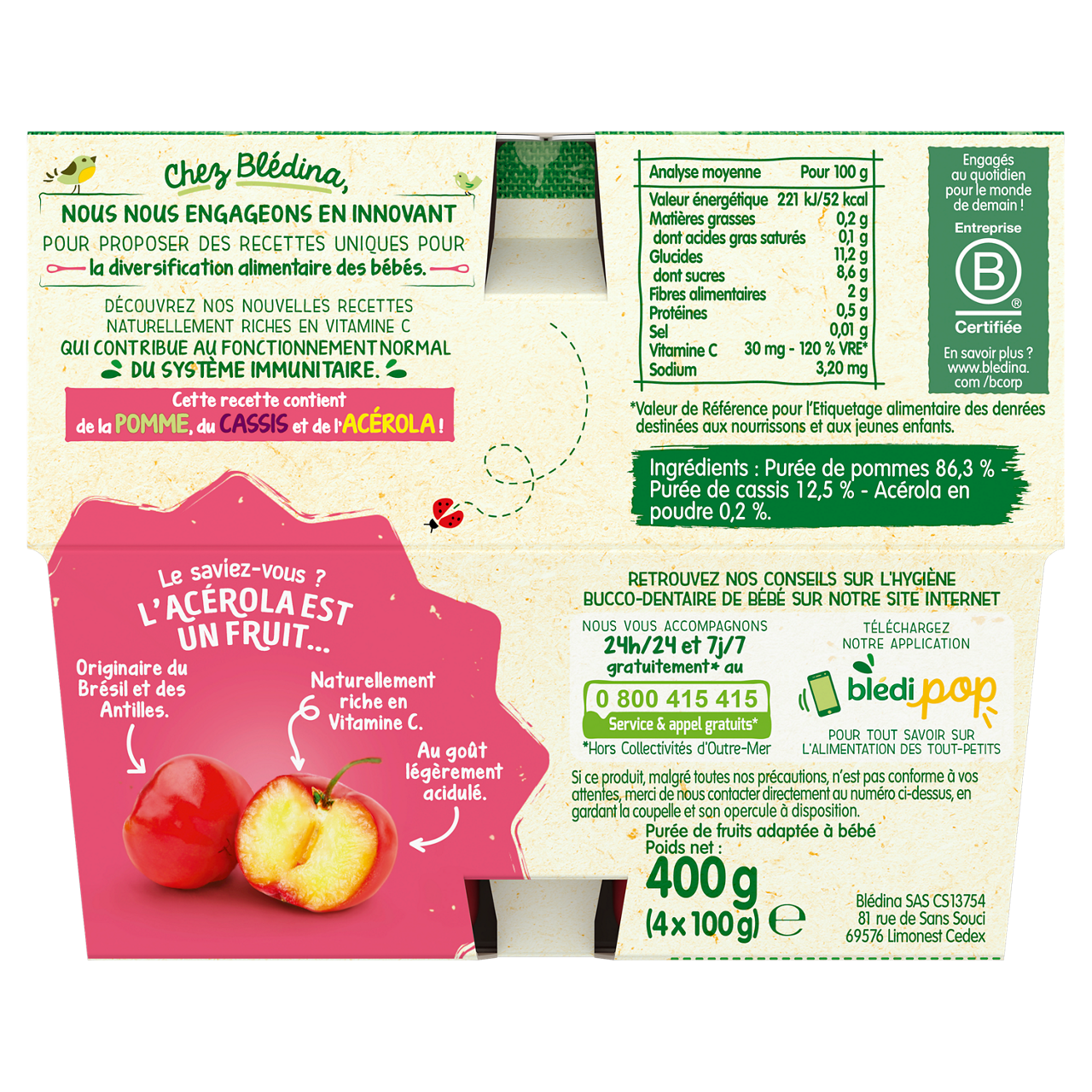 Blédina-Bledina-Apple & Blackcurrant-8m+-400 g