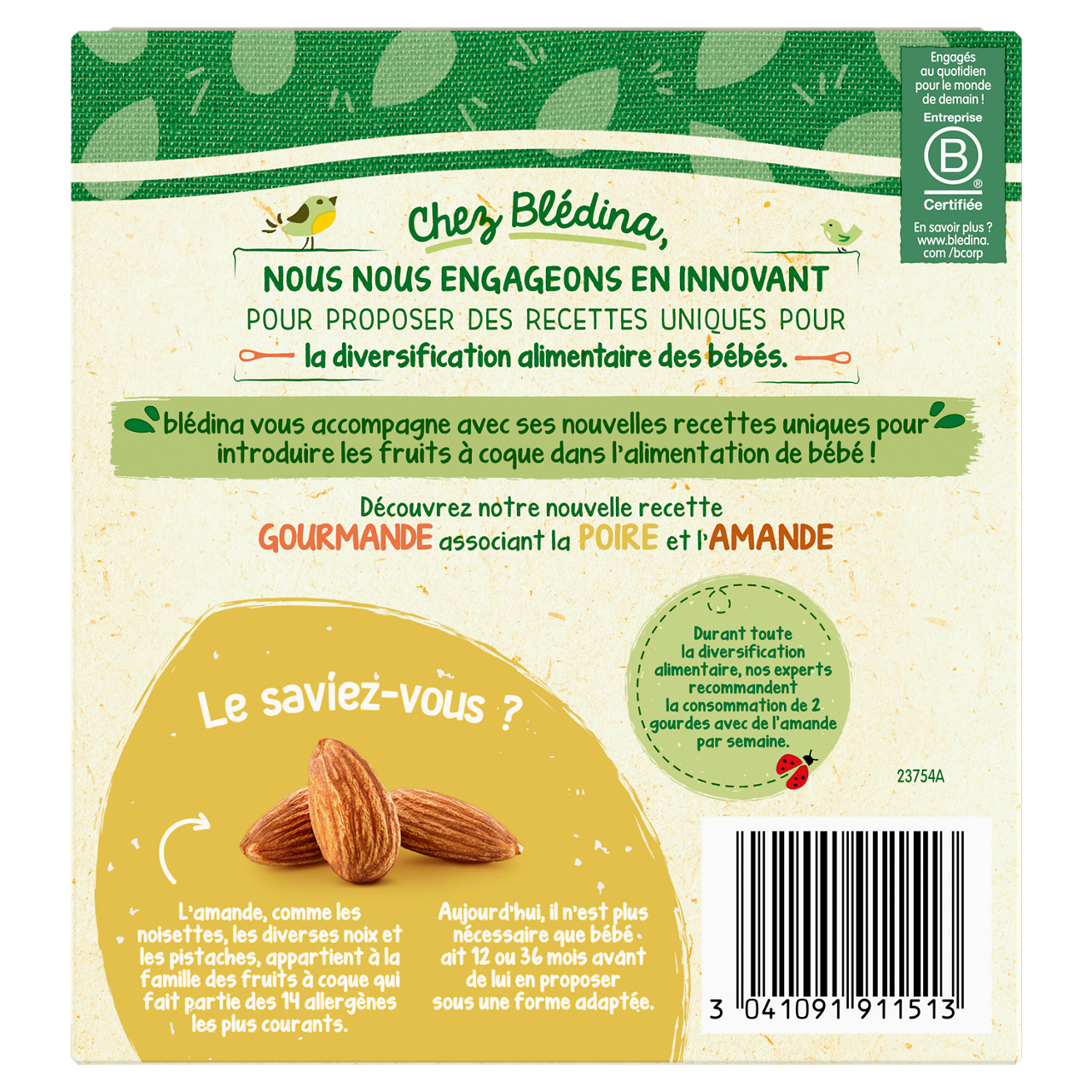 Blédina-Bledina-Pear & almond-6m+-360 g