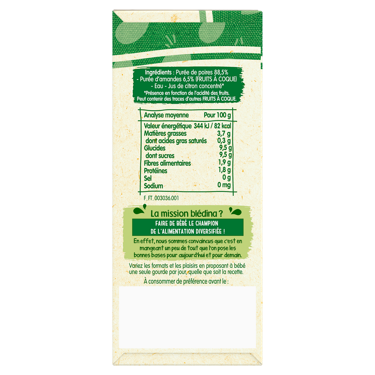 Blédina-Bledina-Pear & almond-6m+-360 g