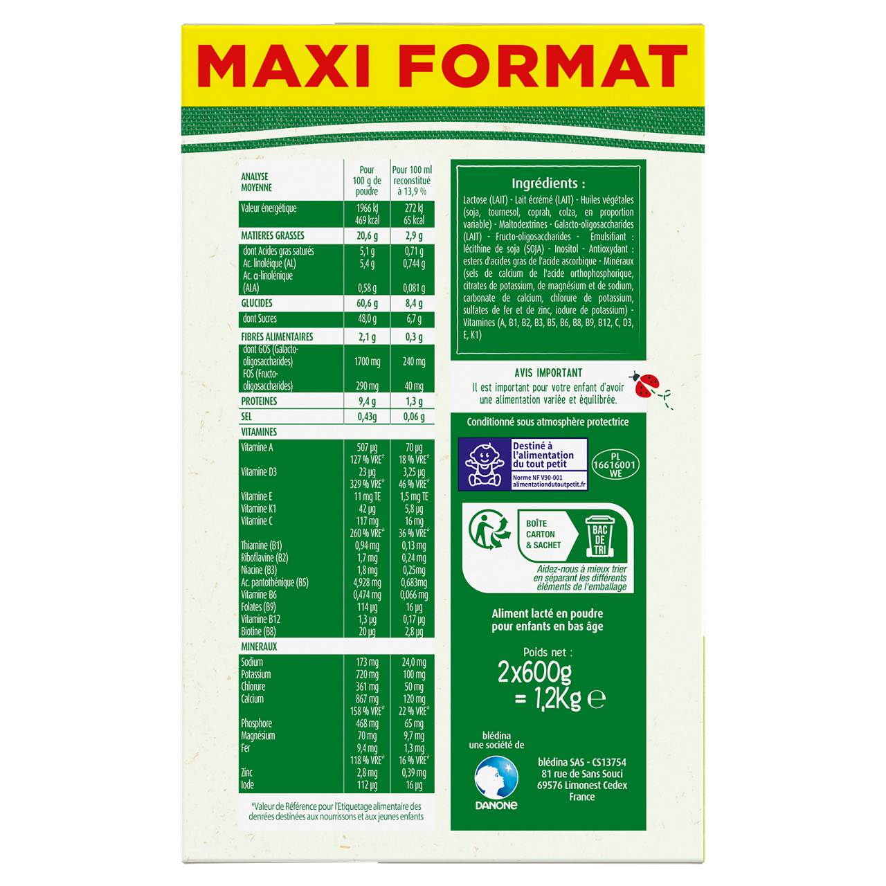 Blédina-Blédilait Croissance-Unflavoured-12m+-1,2 kg