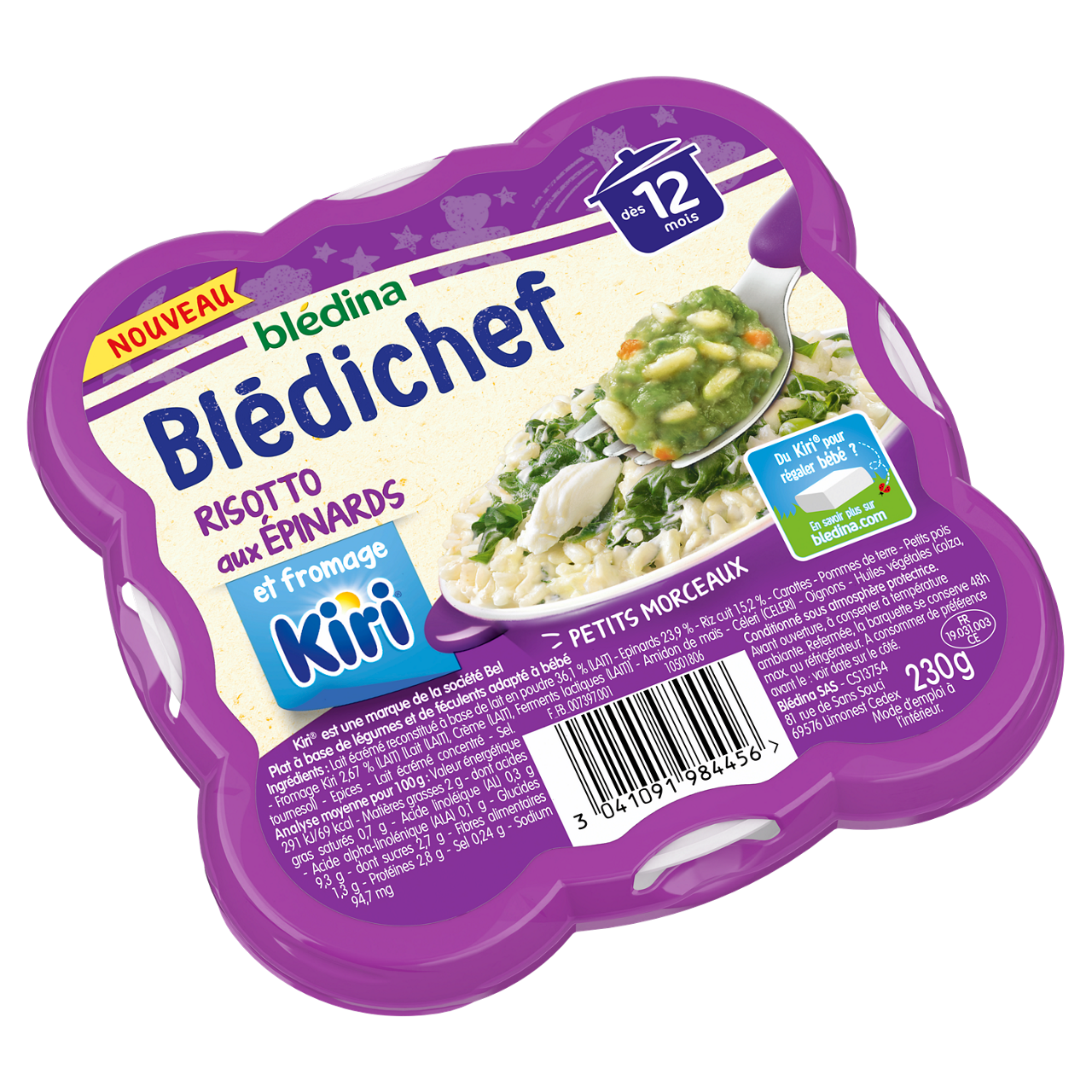 Blédina-Bledichef-Carrot - Spinach-12m+-250 g