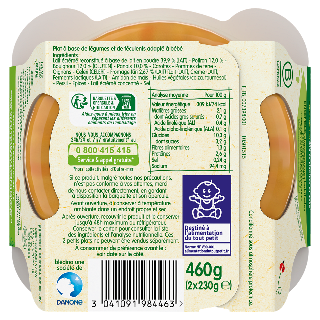 Blédina-Bledichef-Butternut Parsnip Spelt-12m+-2 x 230 g