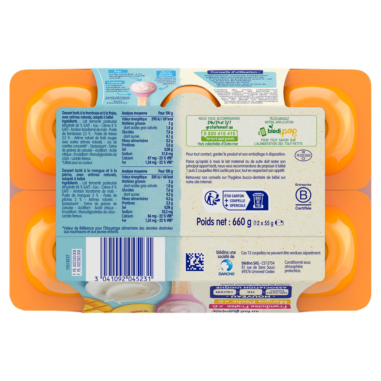 Blédina-Les Mini lactés-Summer Fruit-6m+-12 x 55g
