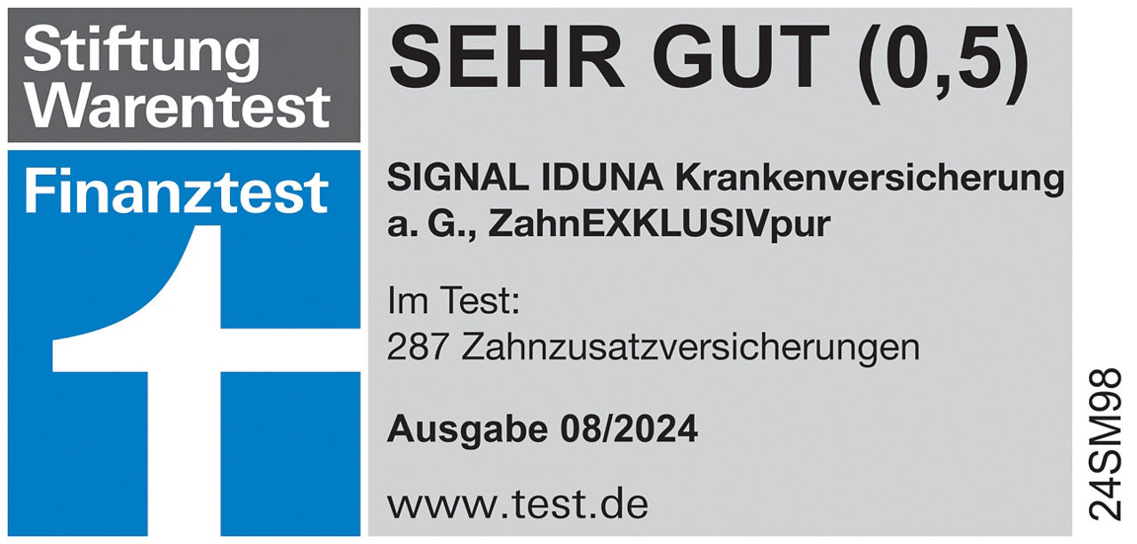 Siegel: Stiftung Warentest - ZahnEXKLUSIV Pur - Sehr Gut - 08/2024